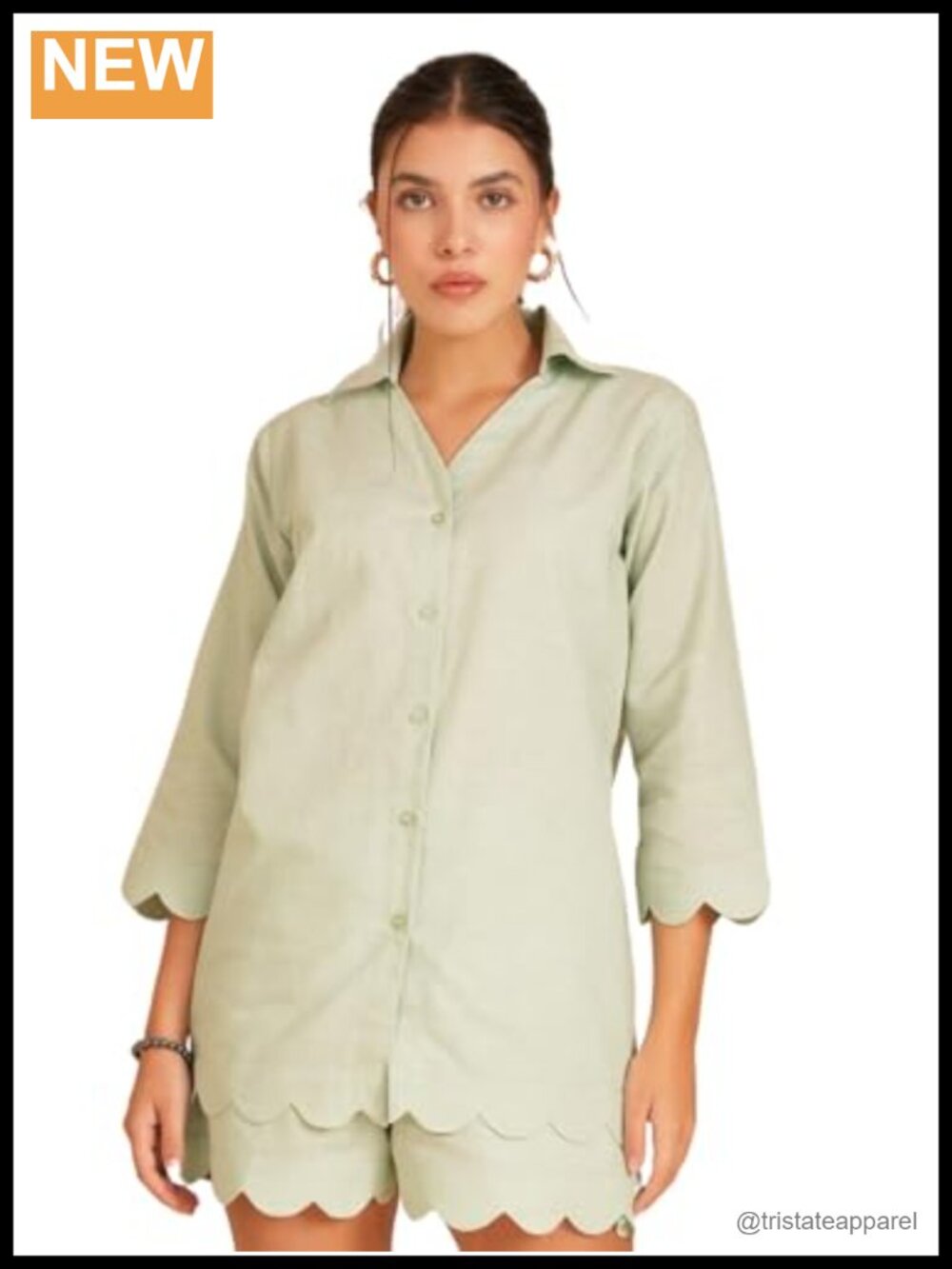 Women's Cotton Linen Button Down Casual Blouse 3/4 Sleeve